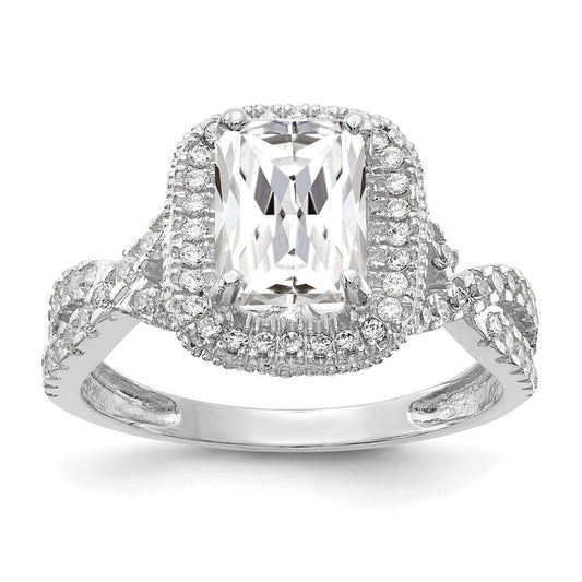 10k tiara collection white gold polished cz ring 10yc382w