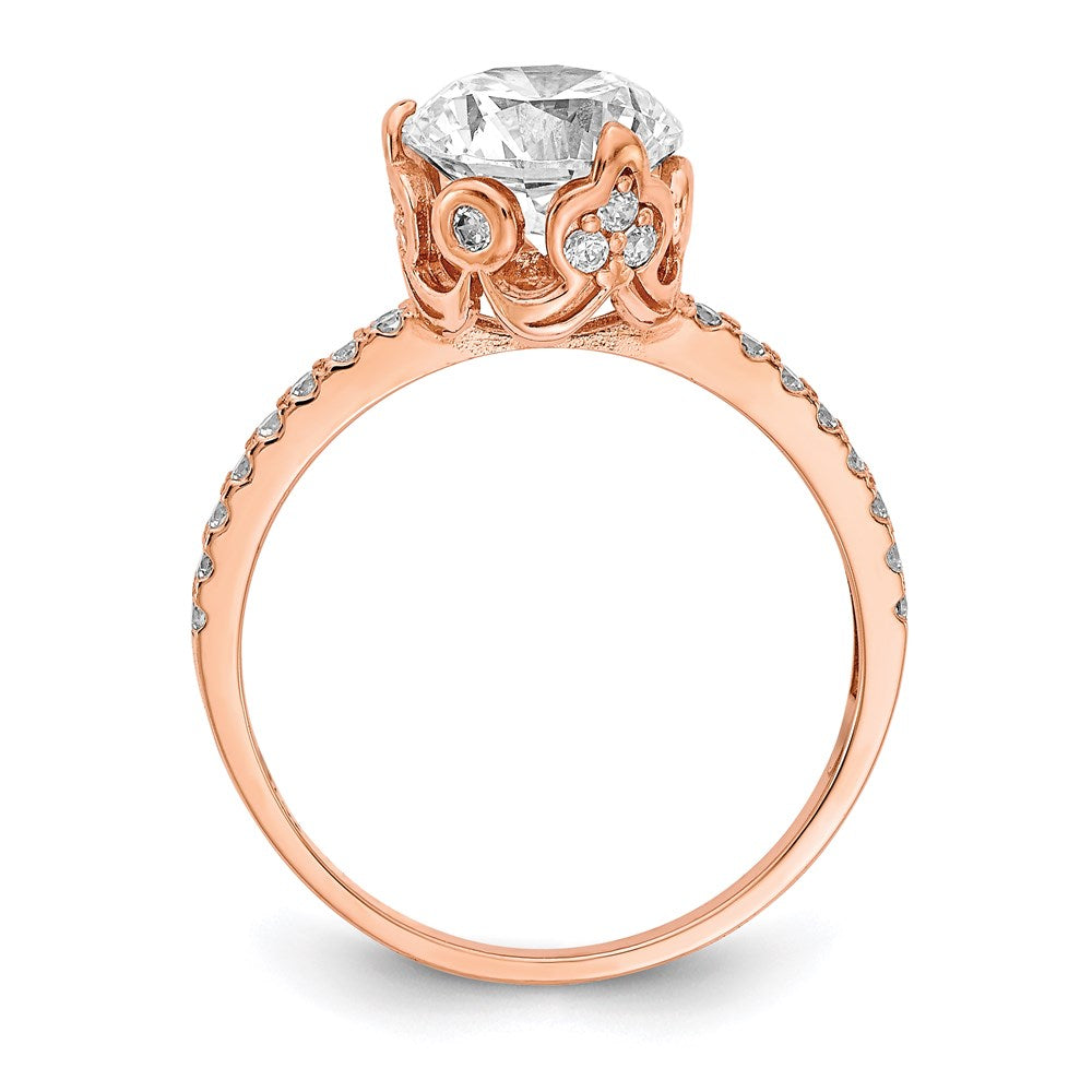 10k tiara collection rose gold polished cz ring 10yc385r