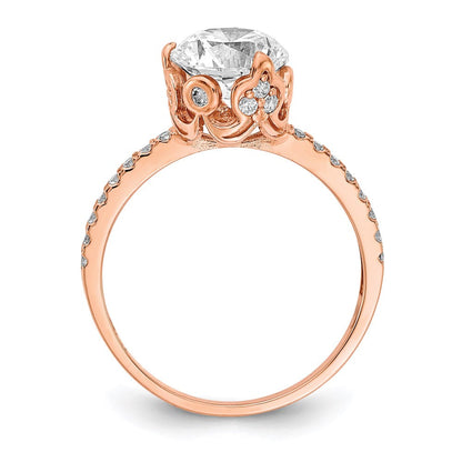 10k tiara collection rose gold polished cz ring 10yc385r
