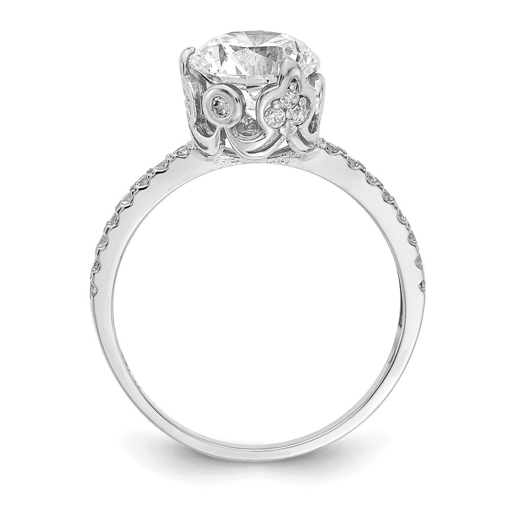 10k tiara collection white gold polished cz ring 10yc385w