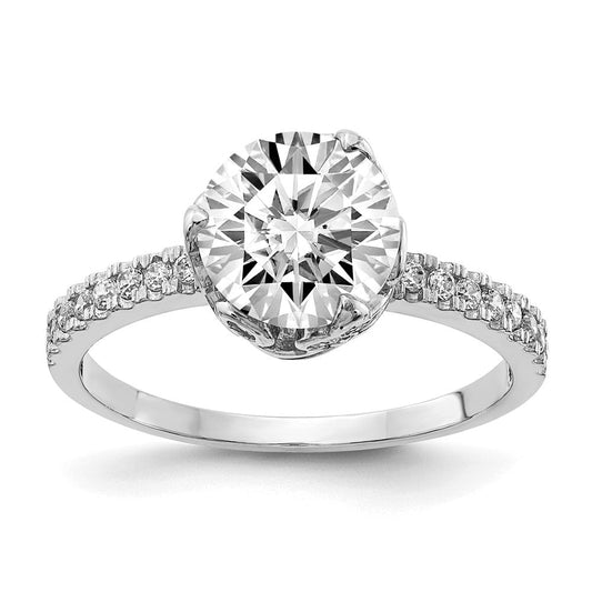 10k tiara collection white gold polished cz ring 10yc385w