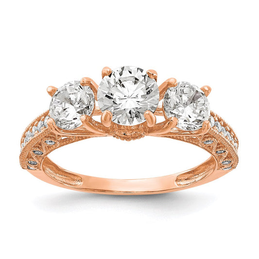 10k tiara collection rose gold polished cz ring 10yc388r