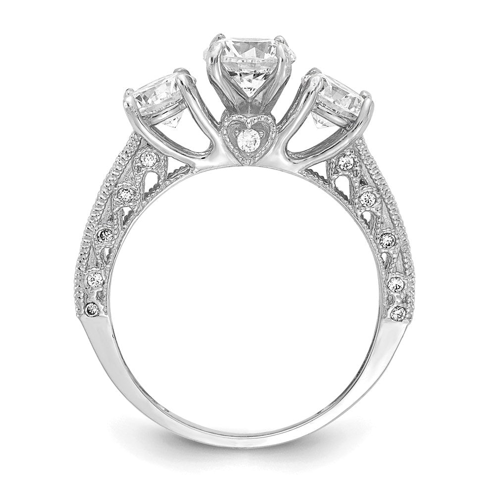 10k tiara collection white gold polished cz ring 10yc388w