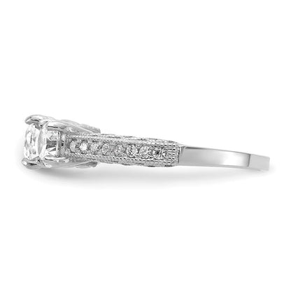 10k tiara collection white gold polished cz ring 10yc388w