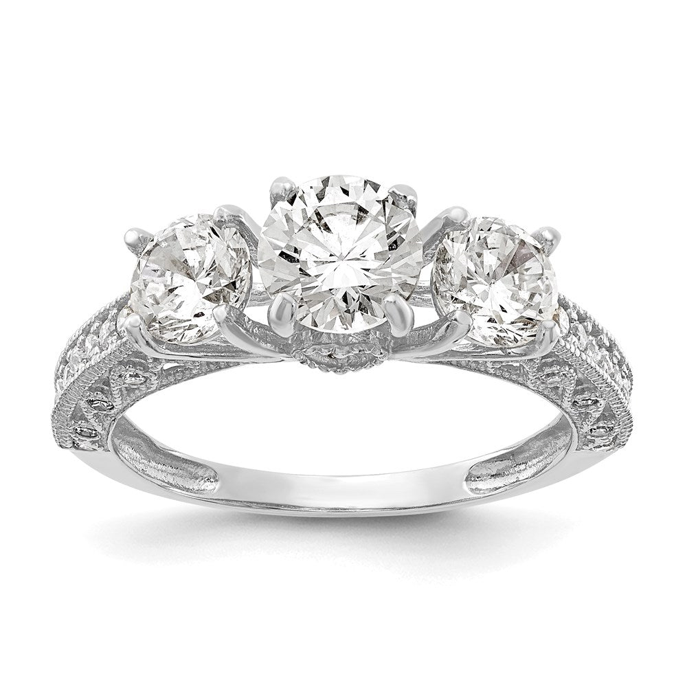 10k tiara collection white gold polished cz ring 10yc388w
