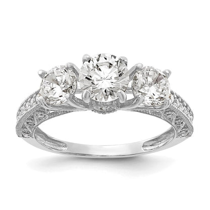 10k tiara collection white gold polished cz ring 10yc388w