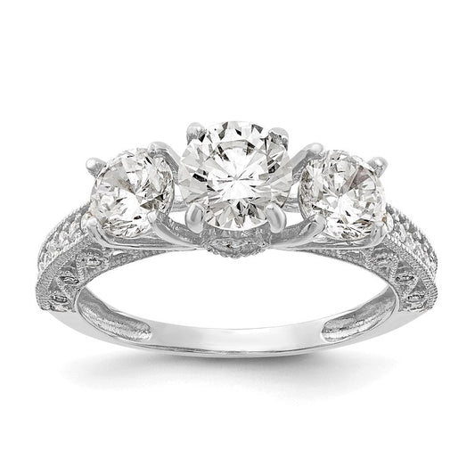 10k tiara collection white gold polished cz ring 10yc388w