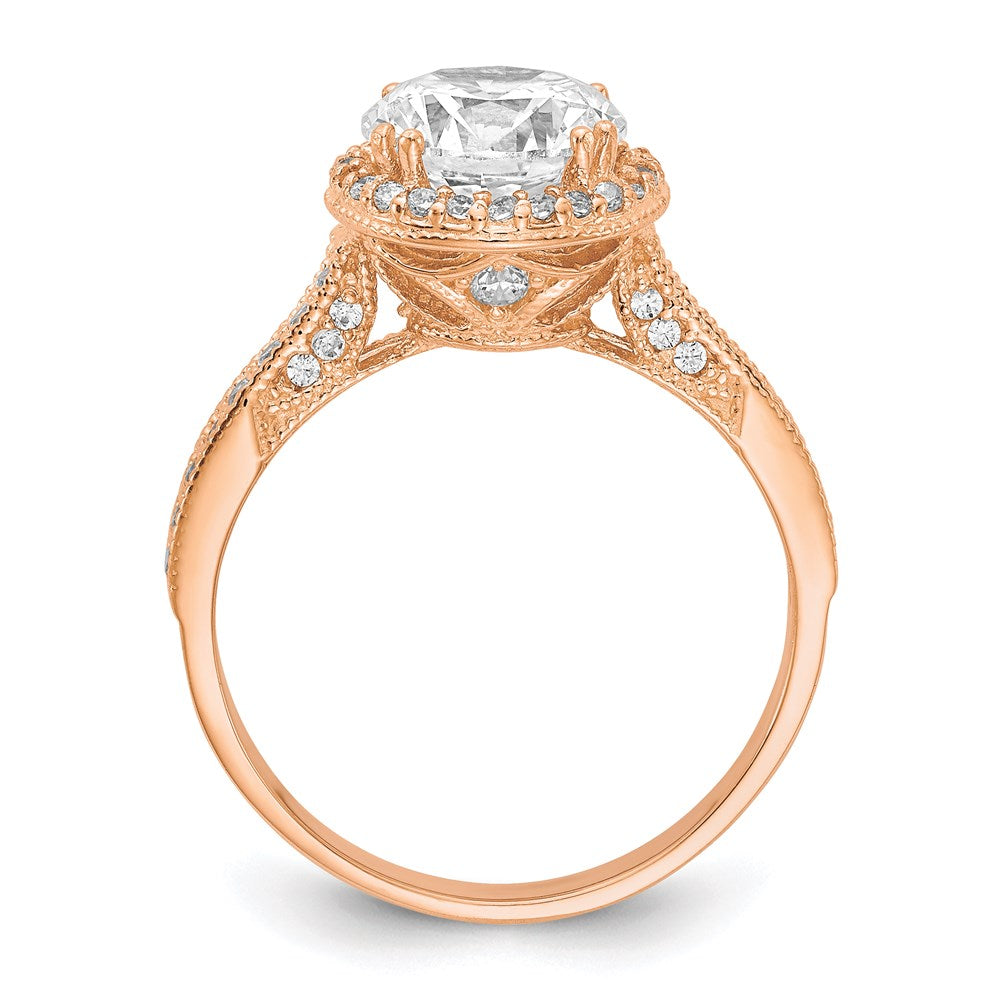 10k tiara collection rose gold polished cz ring 10yc391r