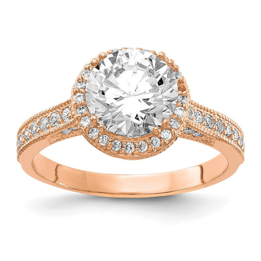 10k tiara collection rose gold polished cz ring 10yc391r