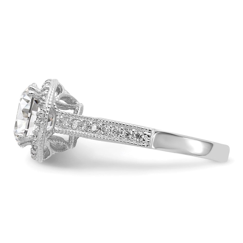 10k tiara collection white gold polished cz ring 10yc391w