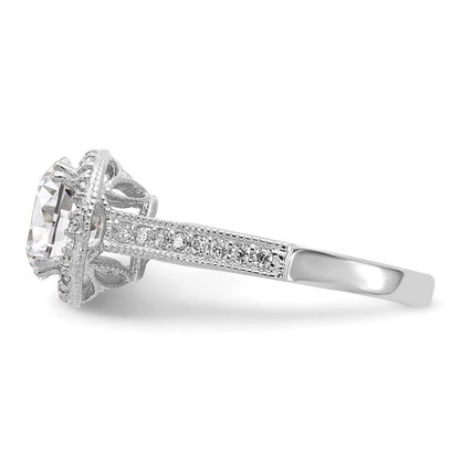 10k tiara collection white gold polished cz ring 10yc391w
