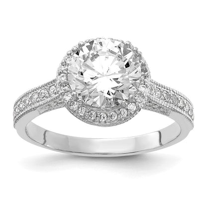 10k tiara collection white gold polished cz ring 10yc391w