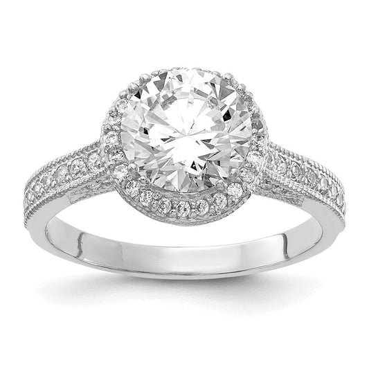 10k tiara collection white gold polished cz ring 10yc391w