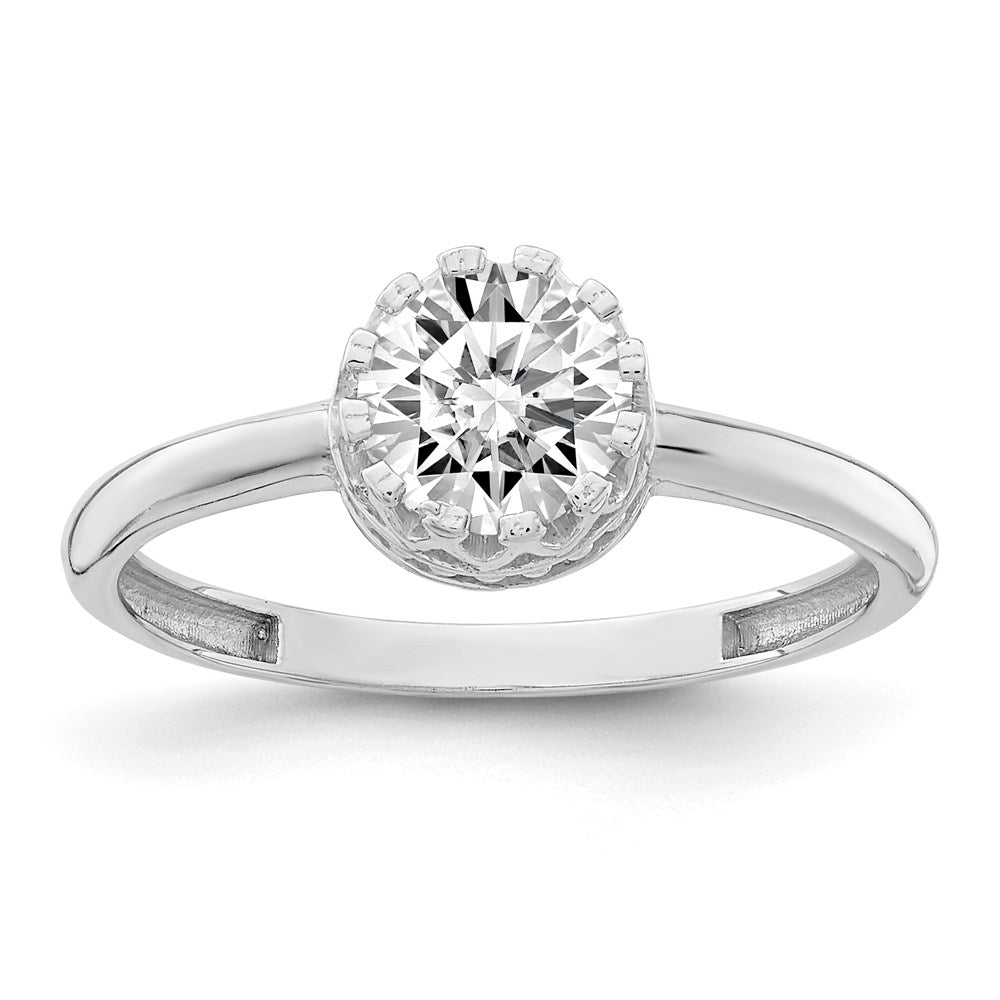 10k tiara collection white gold polished cz ring 10yc417w