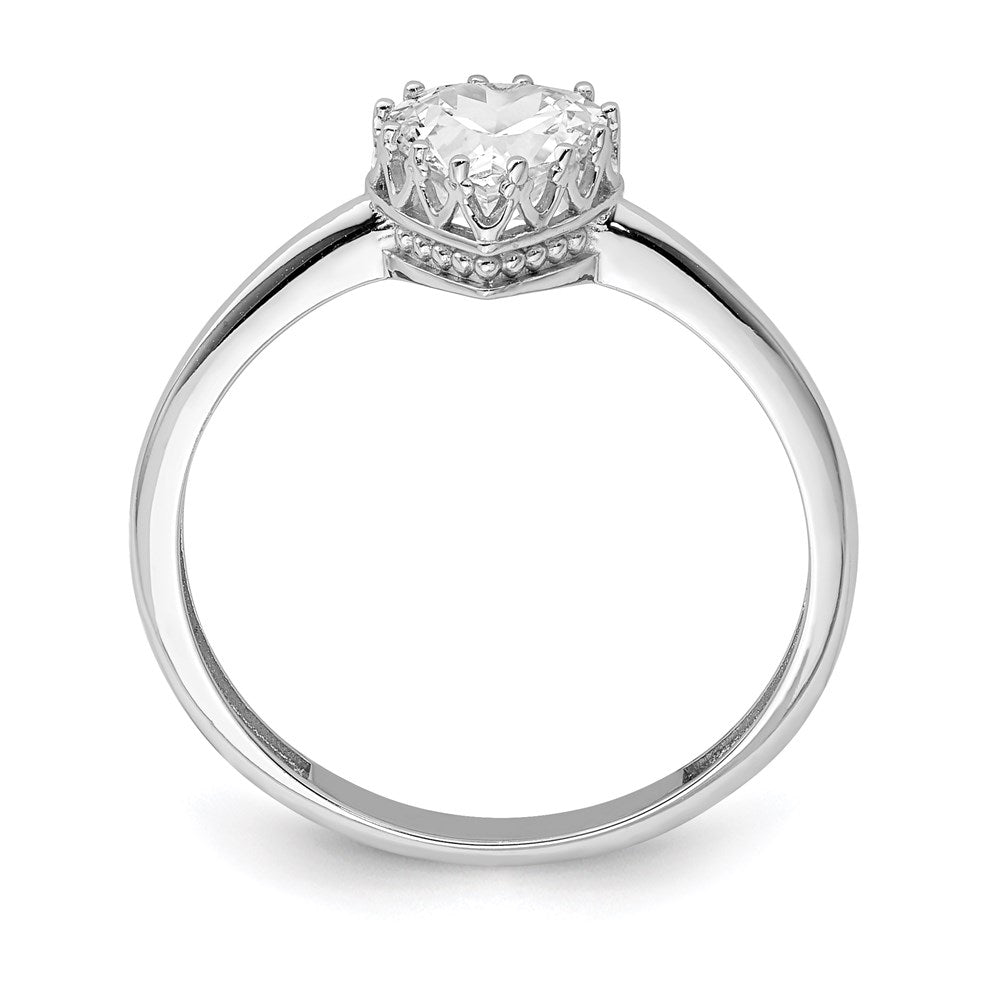 10k tiara collection white gold polished heart cz ring 10yc419w