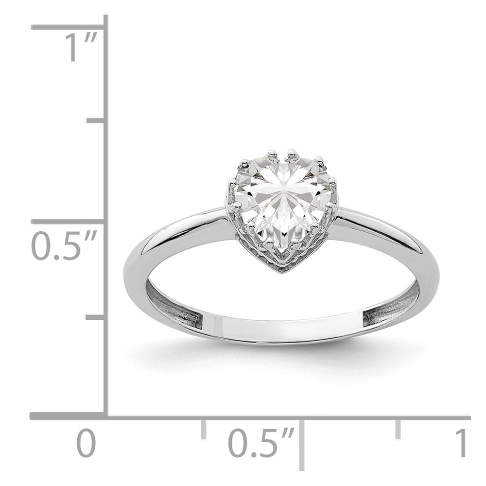 10k tiara collection white gold polished heart cz ring 10yc419w