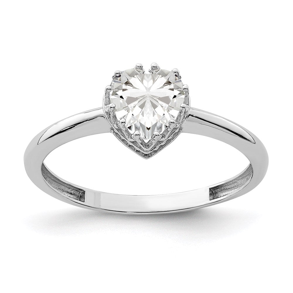 10k tiara collection white gold polished heart cz ring 10yc419w