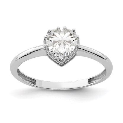 10k tiara collection white gold polished heart cz ring 10yc419w