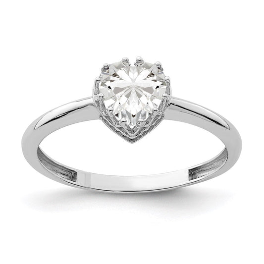 10k tiara collection white gold polished heart cz ring 10yc419w