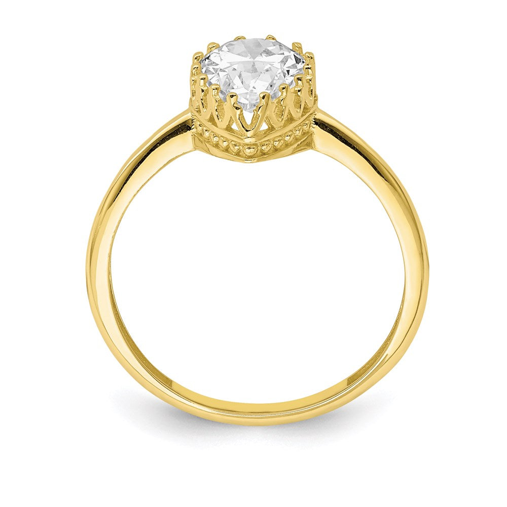 10k yellow gold tiara collection polished pear cz ring 10yc422