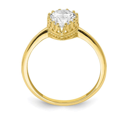 10k yellow gold tiara collection polished pear cz ring 10yc422