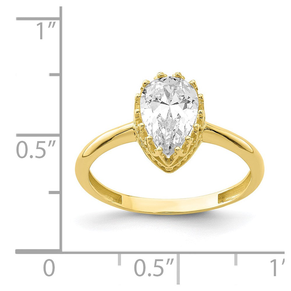 10k yellow gold tiara collection polished pear cz ring 10yc422