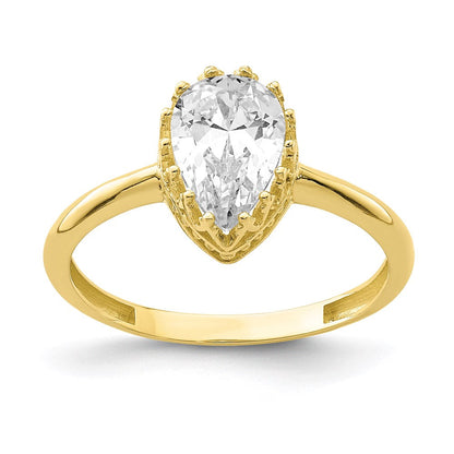 10k yellow gold tiara collection polished pear cz ring 10yc422