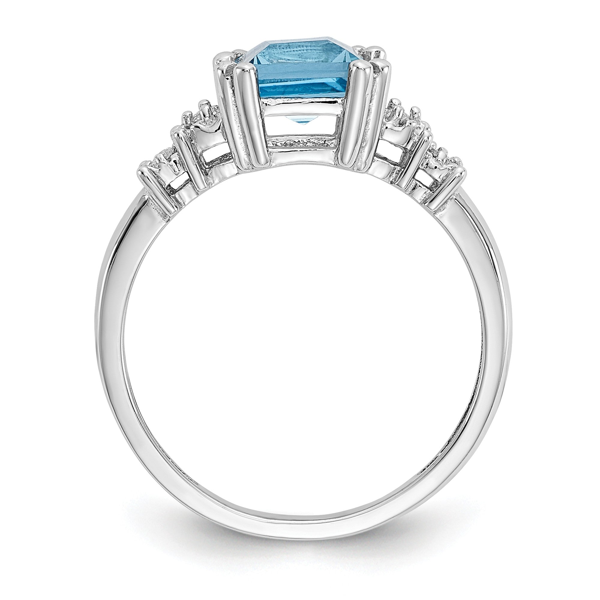 14K White Gold Diamond And Blue Topaz Ring