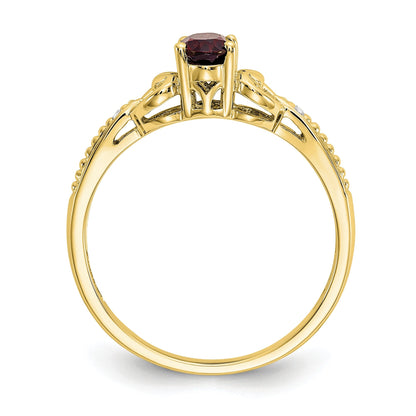 10K Yellow Gold Garnet Diamond Ring