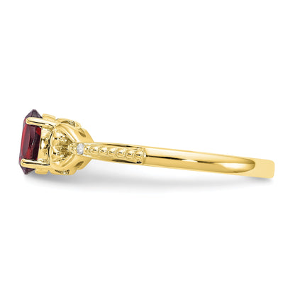 10K Yellow Gold Garnet Diamond Ring