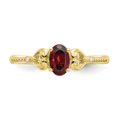 10K Yellow Gold Garnet Diamond Ring
