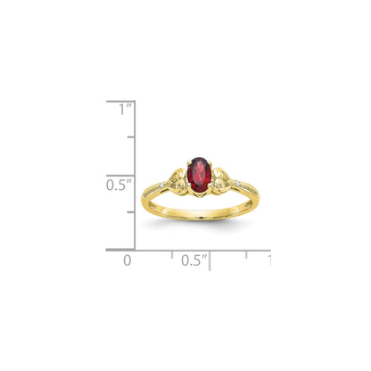 10K Yellow Gold Garnet Diamond Ring