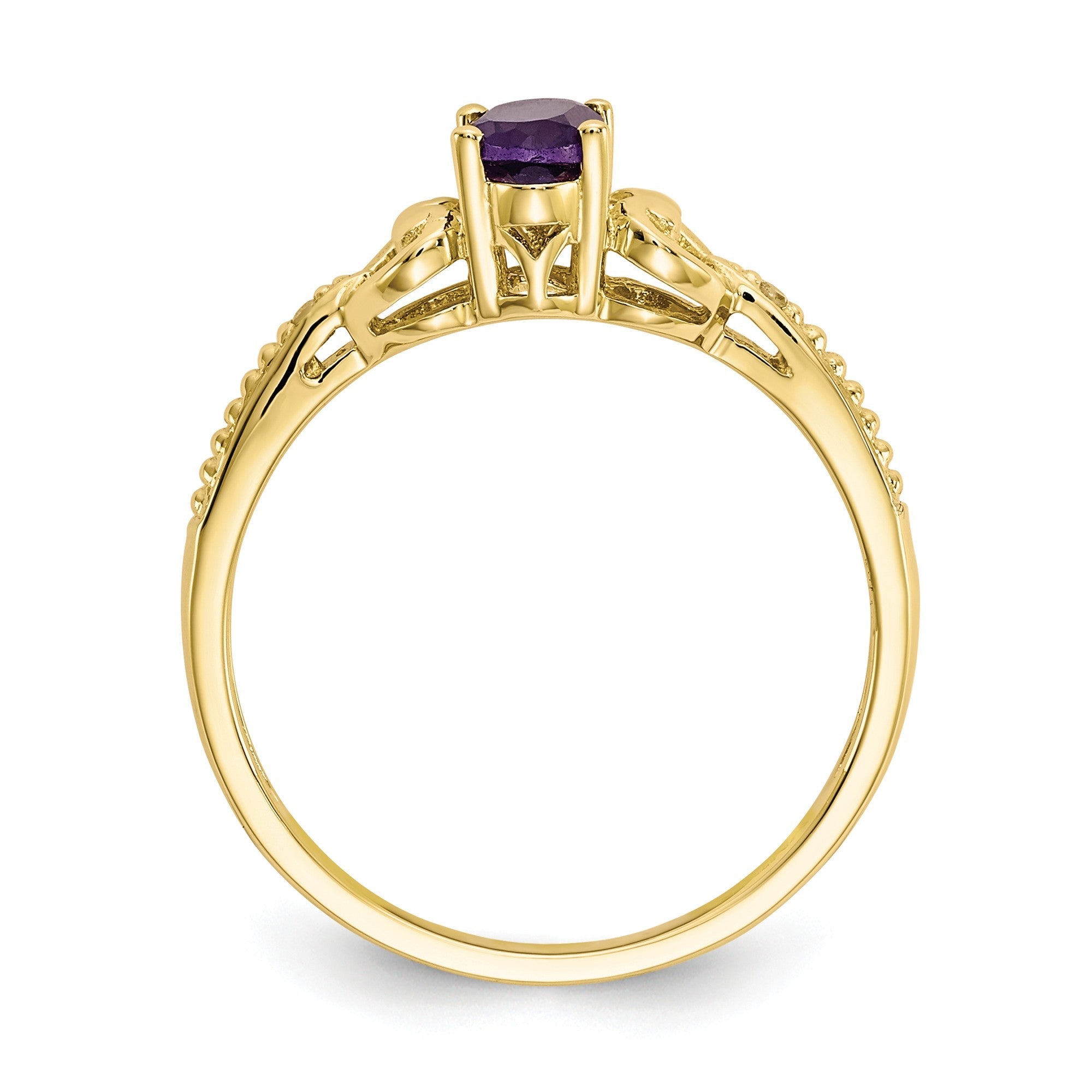 10K Yellow Gold Amethyst Diamond Ring