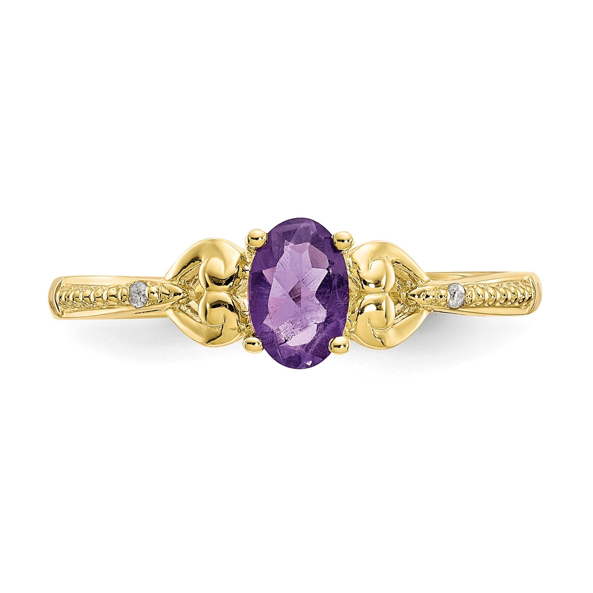 10K Yellow Gold Amethyst Diamond Ring