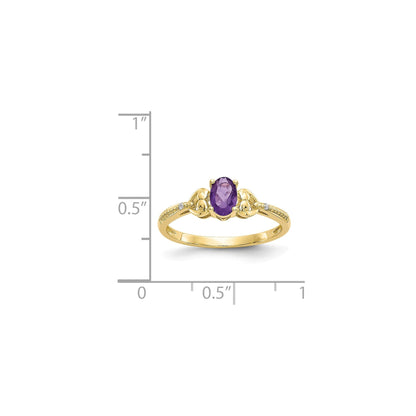 10K Yellow Gold Amethyst Diamond Ring
