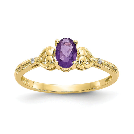 10K Yellow Gold Amethyst Diamond Ring