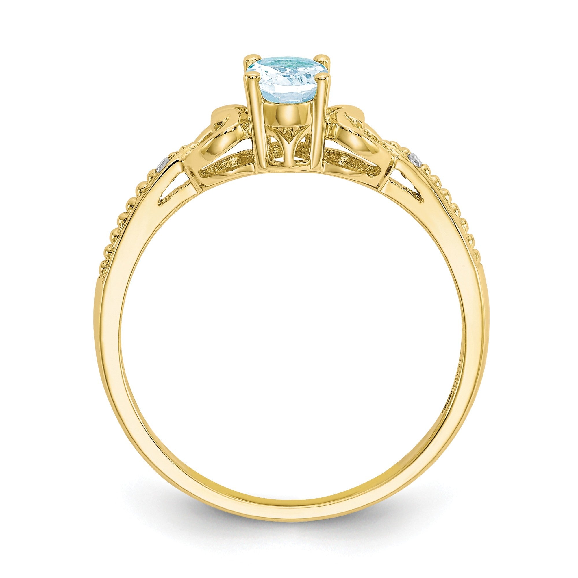 10K Yellow Gold Aquamarine Diamond Ring
