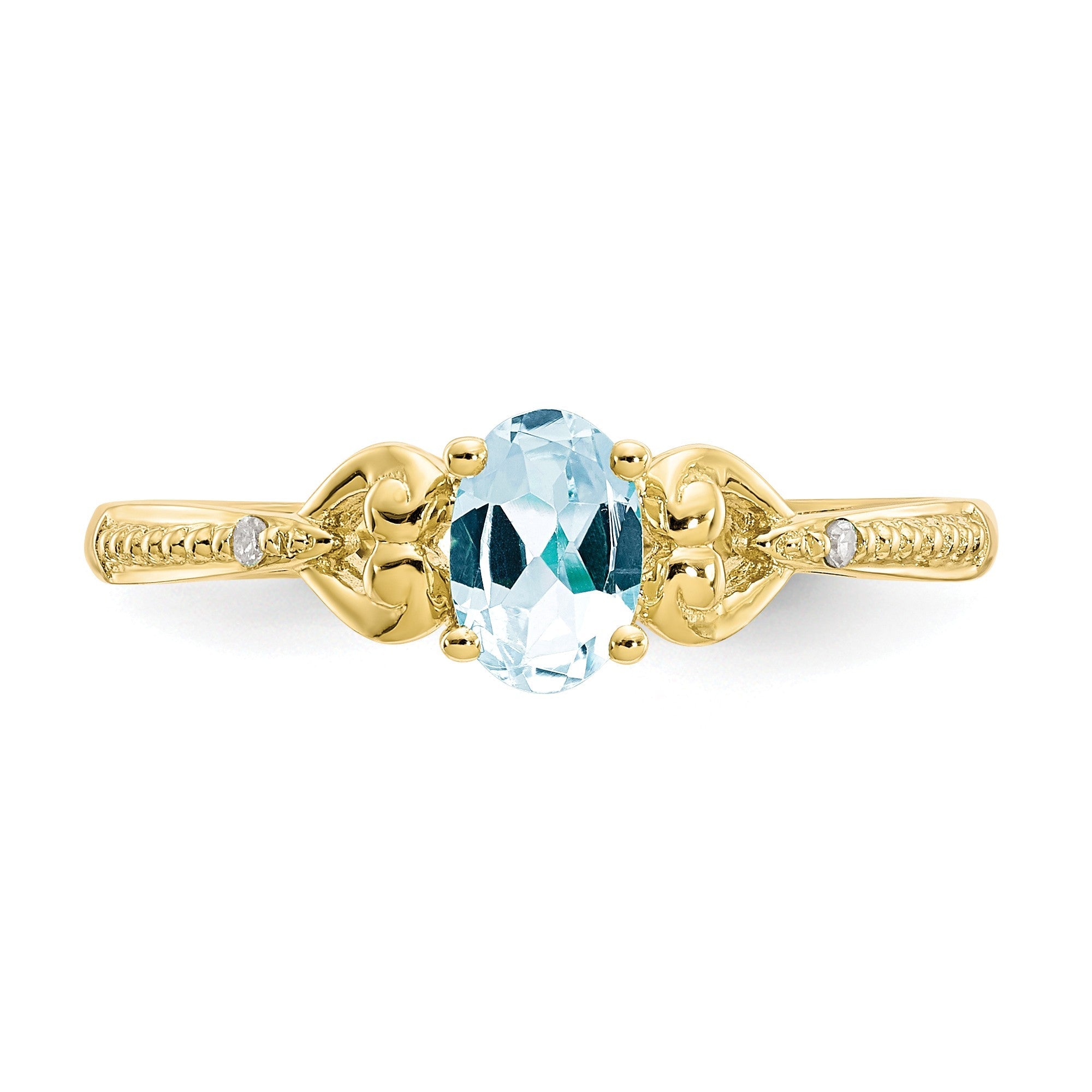 10K Yellow Gold Aquamarine Diamond Ring