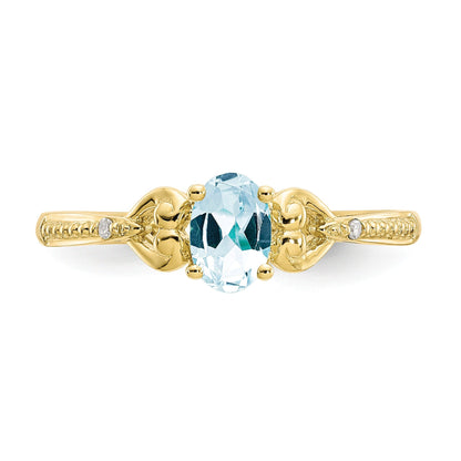 10K Yellow Gold Aquamarine Diamond Ring