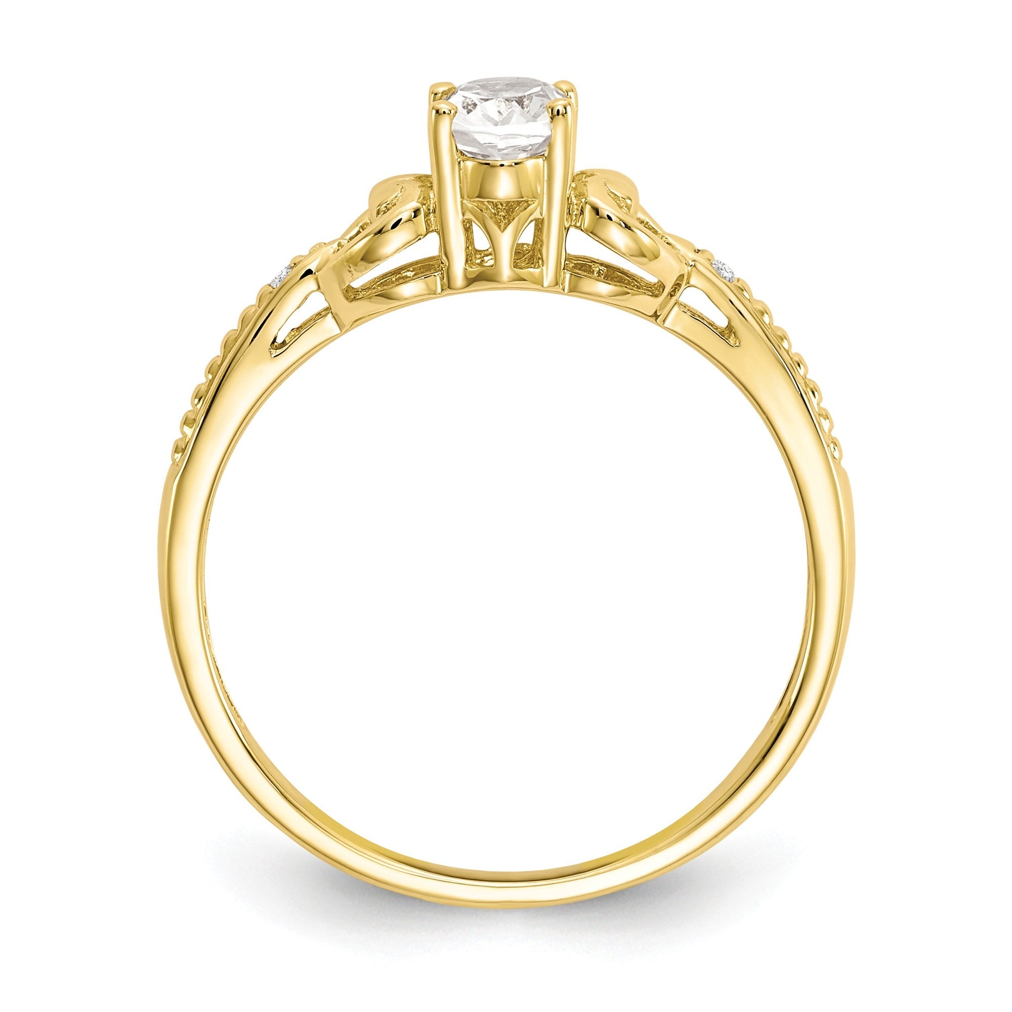 10K Yellow Gold White Topaz Diamond Ring