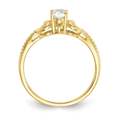 10K Yellow Gold White Topaz Diamond Ring
