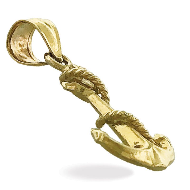 14K Gold 3D Ship Rope and Anchor Charm