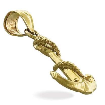 14K Gold 3D Ship Rope and Anchor Charm