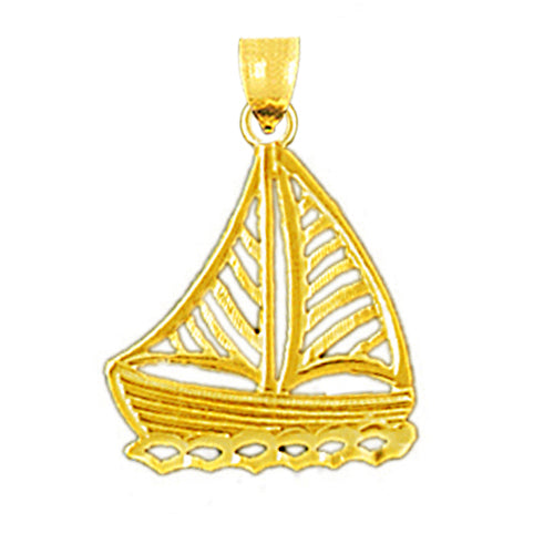 14K Gold Filigree Sailboat Charm
