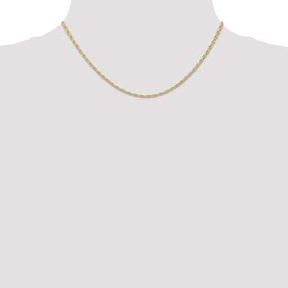 14K Yellow Gold 16 inch Carded 1.55mm Cable Rope with Spring Ring Clasp Chain Necklace