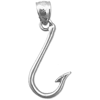 14K Gold 3D Fishing Hook Charm