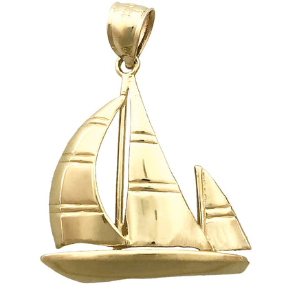 14K Gold 24MM Ketch Sailboat Pendant