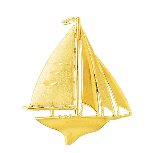 14K Gold 45MM Sailboat Pendant