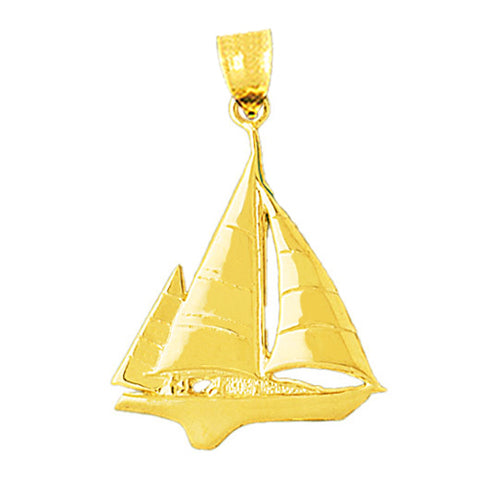 14K Gold 30MM Ketch Sailboat Pendant