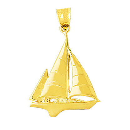 14K Gold 30MM Ketch Sailboat Pendant